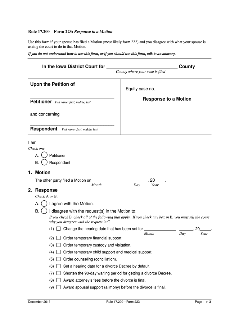 Iowa 223  Form