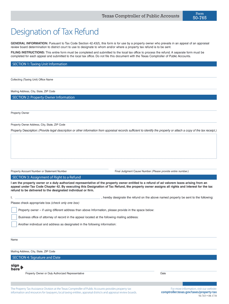  Texas Form Designation 2017-2024