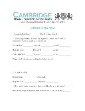 Dental Office Morning Huddle Template  Form