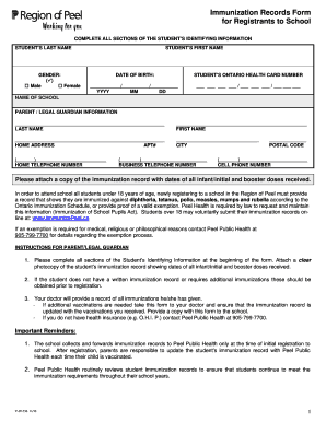 Immunizationrecords Peelregion Ca  Form