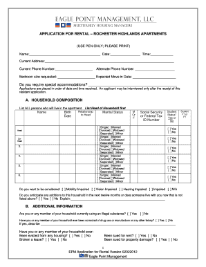 Rochester Highlands Application  Form