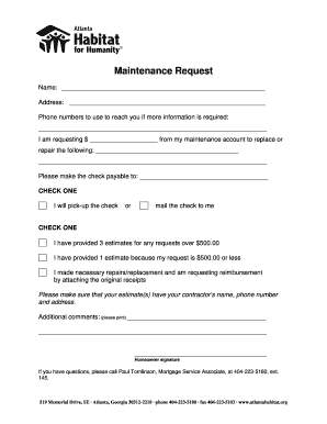 Maintenance Request Letter  Form