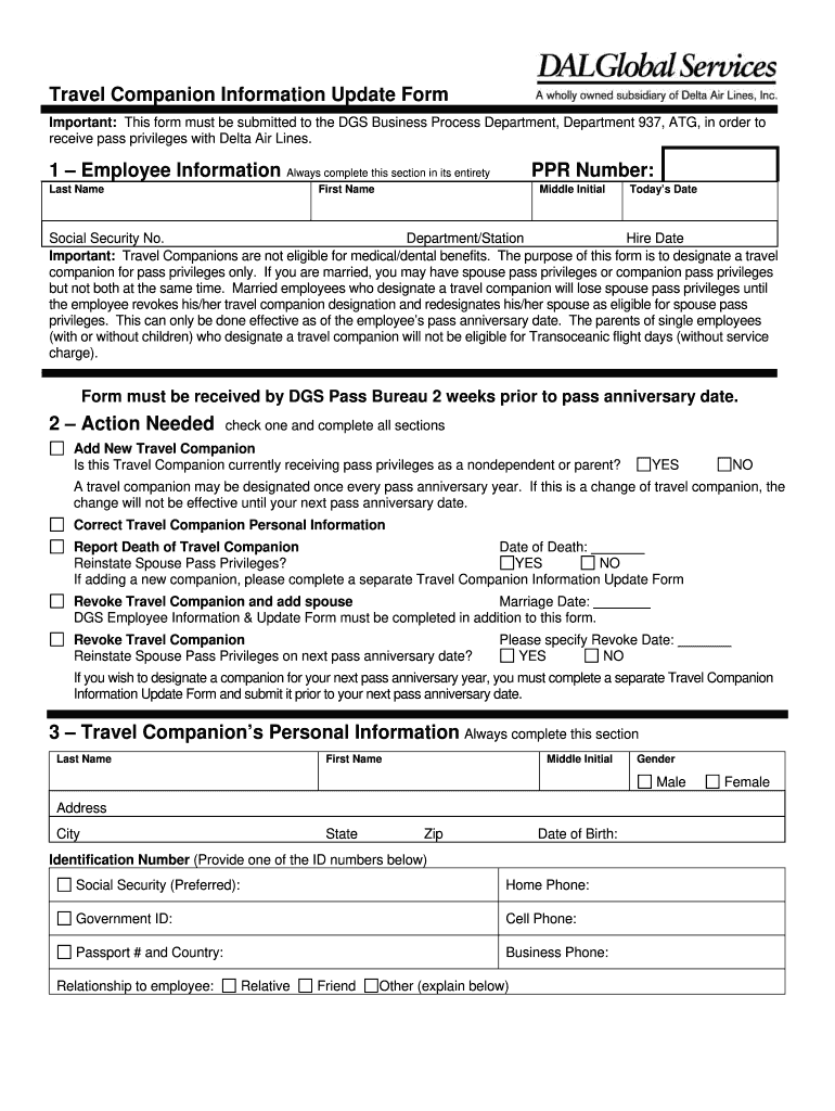 Get and Sign Delta Employee Travel Companion  Form