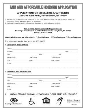 Tarrytown Affordable Housing Application  Form
