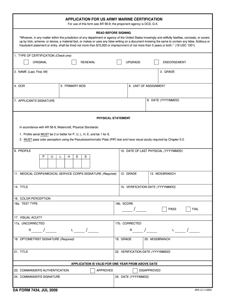 Da 7434 Fillable  Form