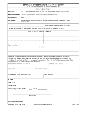 President of Universal Guardian Acceptance Form