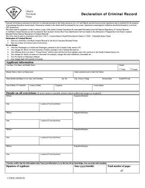 Le229 Declaration of Criminal Record  Form