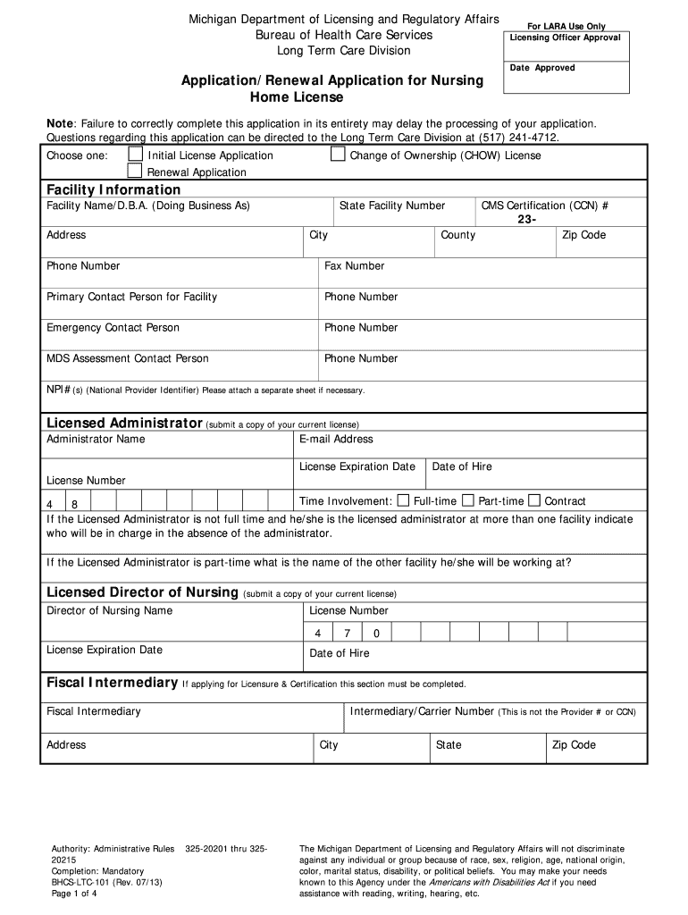  Ltc 101 Form 2013-2024