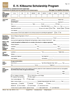 Kilbourne Scholarship  Form