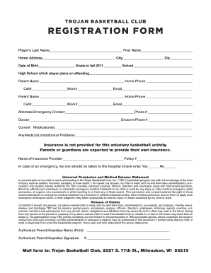 Get and Sign Basketball Application  Form