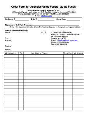Federal Quota Order Form