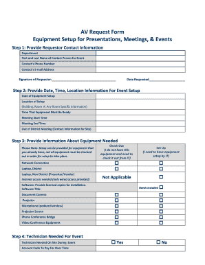 AV Request Form Equipment Setup for Presentations, Meetings Kcpublicschools