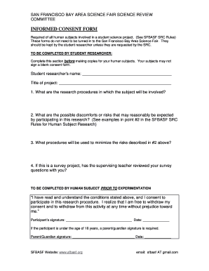 Informed Consent Form PDF San Francisco Bay Area Science Fair Stfinnbarr
