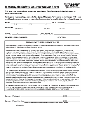 Motocross Waiver Form