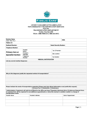 Fidelis Transportation Form