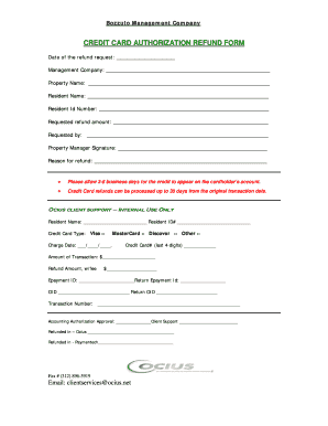 Credit Card Refund Form