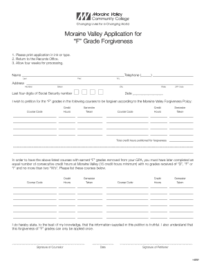 Moraine Valley Application Form