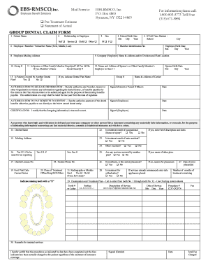 GROUP DENTAL CLAIM FORM EBS RMSCO, Inc