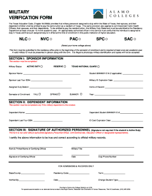 Military Verification  Form