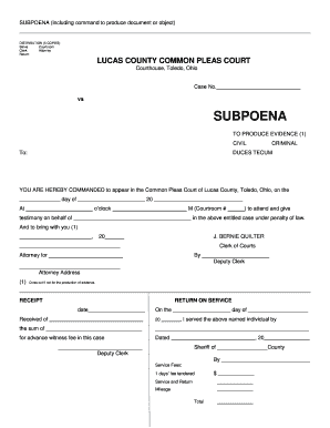  Blank Subpoena Form 2013