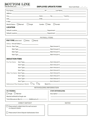 EMPLOYEE UPDATE FORM Bottom Line Tax Services