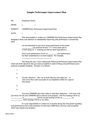 90 Day Performance Improvement Plan Template