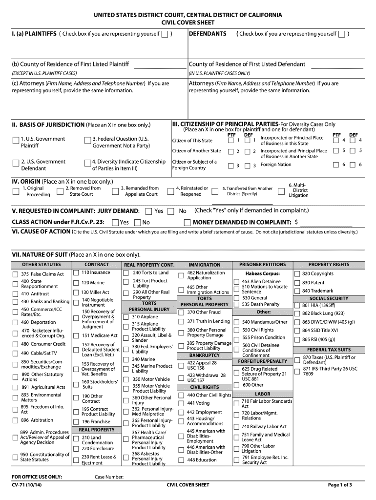  Form CV 711113 Central District of California U S D C Court Cacd Uscourts 2014