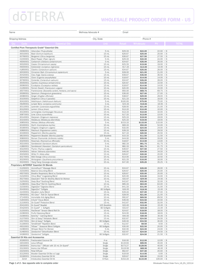 Doterra Order Form