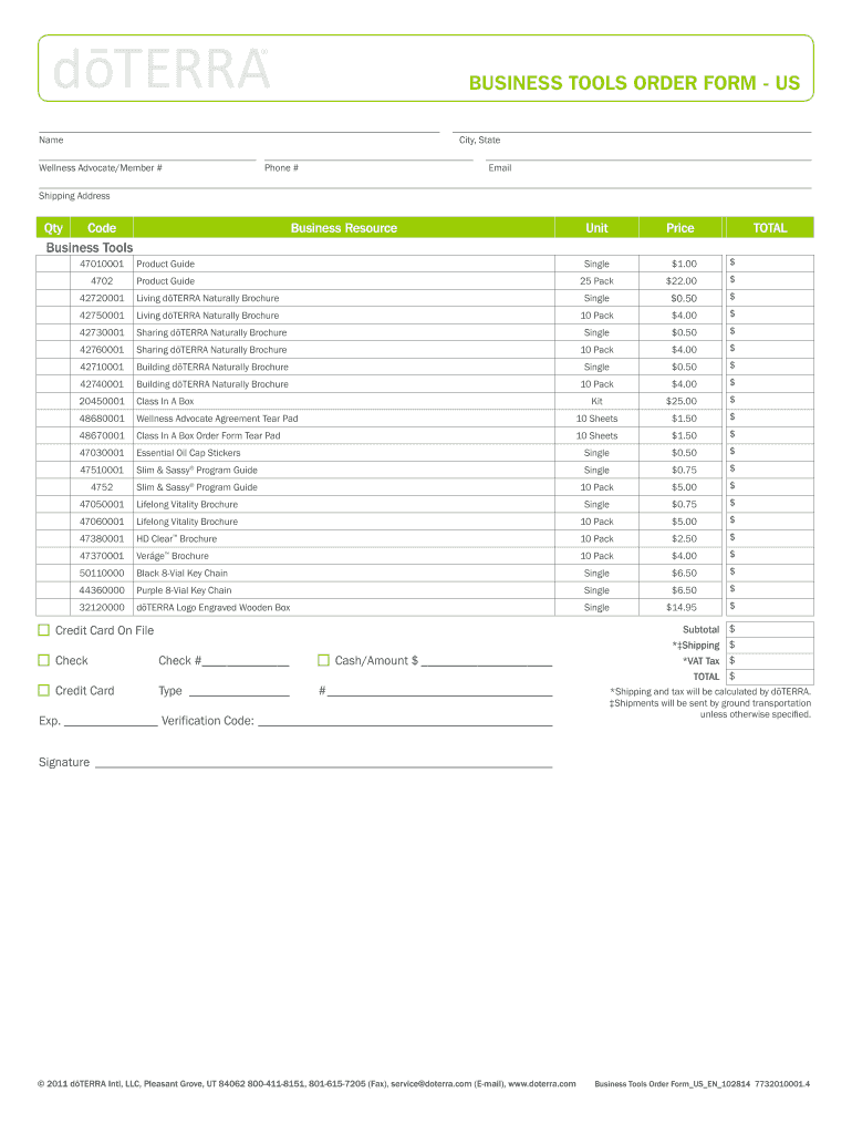 Doterra Invoice  Form