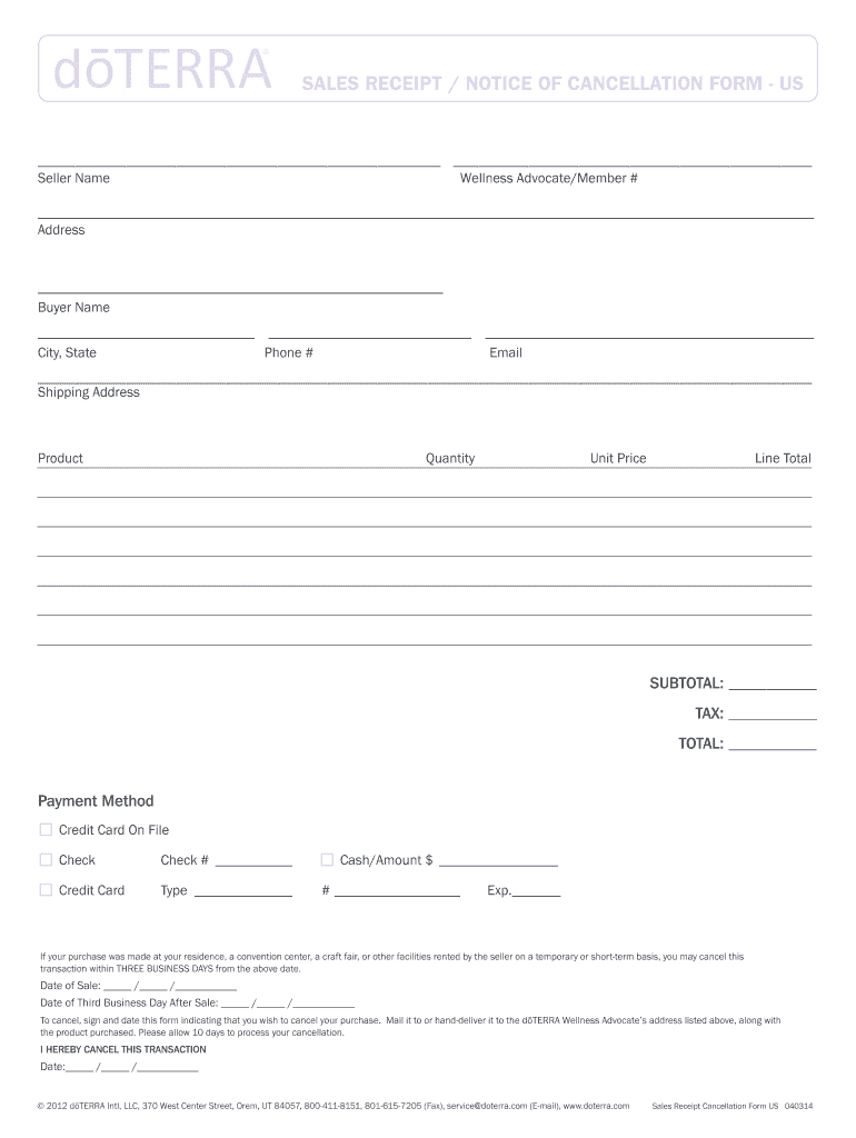Get and Sign Receipt Cancellation 2014-2022 Form
