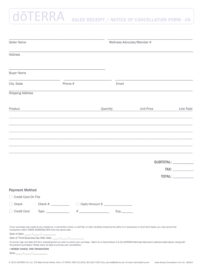  Receipt Cancellation 2014-2024