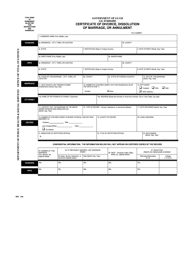 Guam Divorce Records  Form