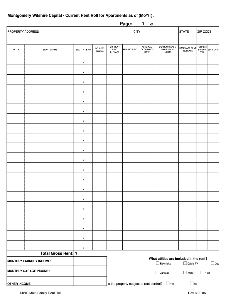  Editable Rent Roll 2006-2024