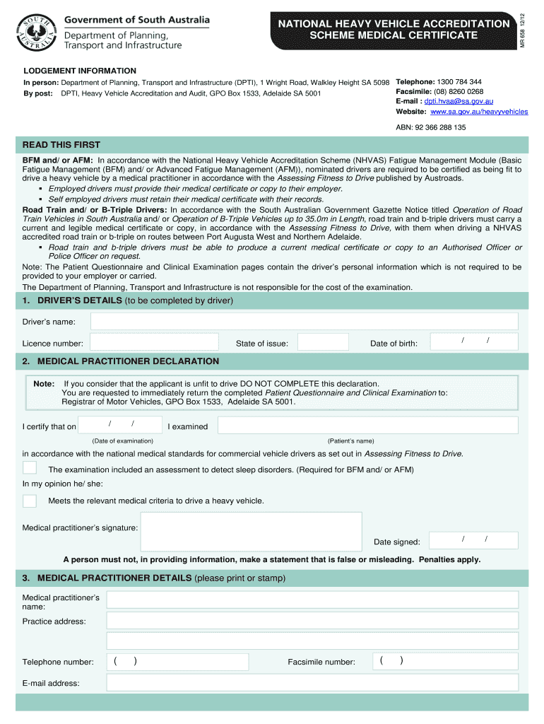 Heavy Vehicle Medical Form