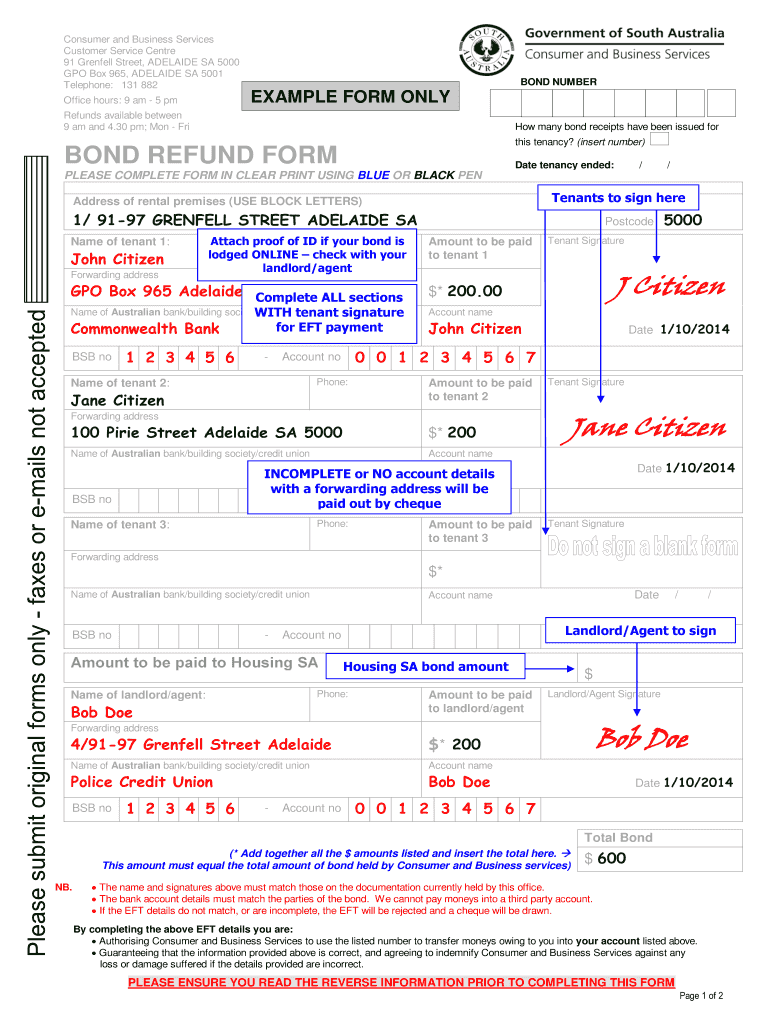 Bond Refund Form