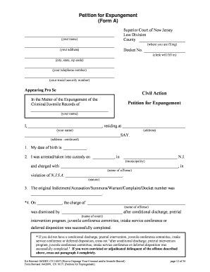 Expungement Application  Form