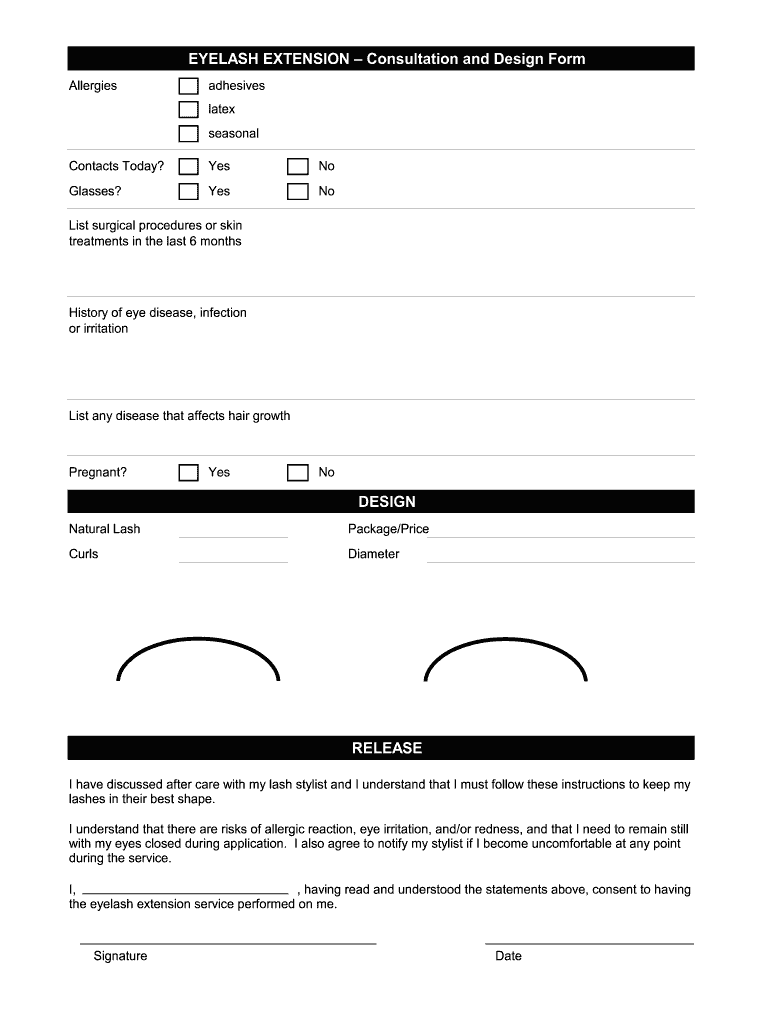 Eyelash Extension Consultation Form Template