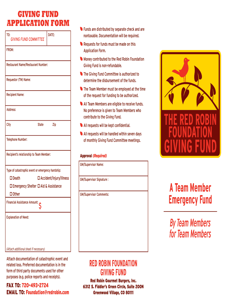 Red Robin Giving Fund  Form