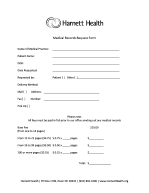 Medical Records Request Form Harnett Health