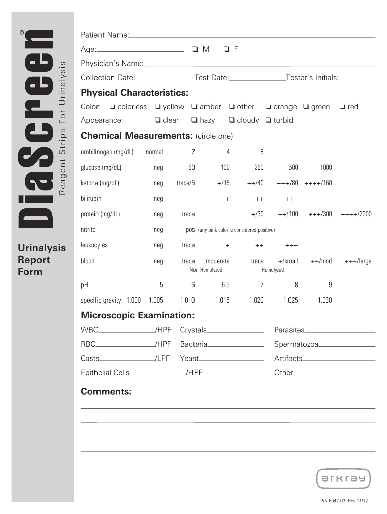  Urinalysis Form Canine 2012-2024