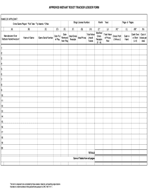 Ledger Form AG Approved Charity Pull Tabs