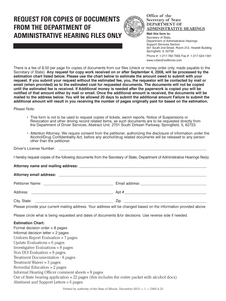 Illinois Request Documents  Form