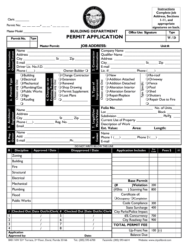  City of Permit Forms 2013-2024