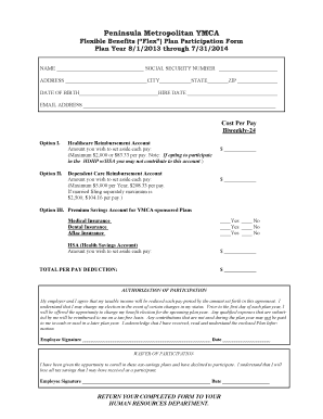 FSA Reimbursement Claim Form Section 125 Cafeteria Plan