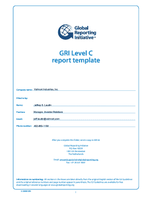 GRI Level C Report Template  Form