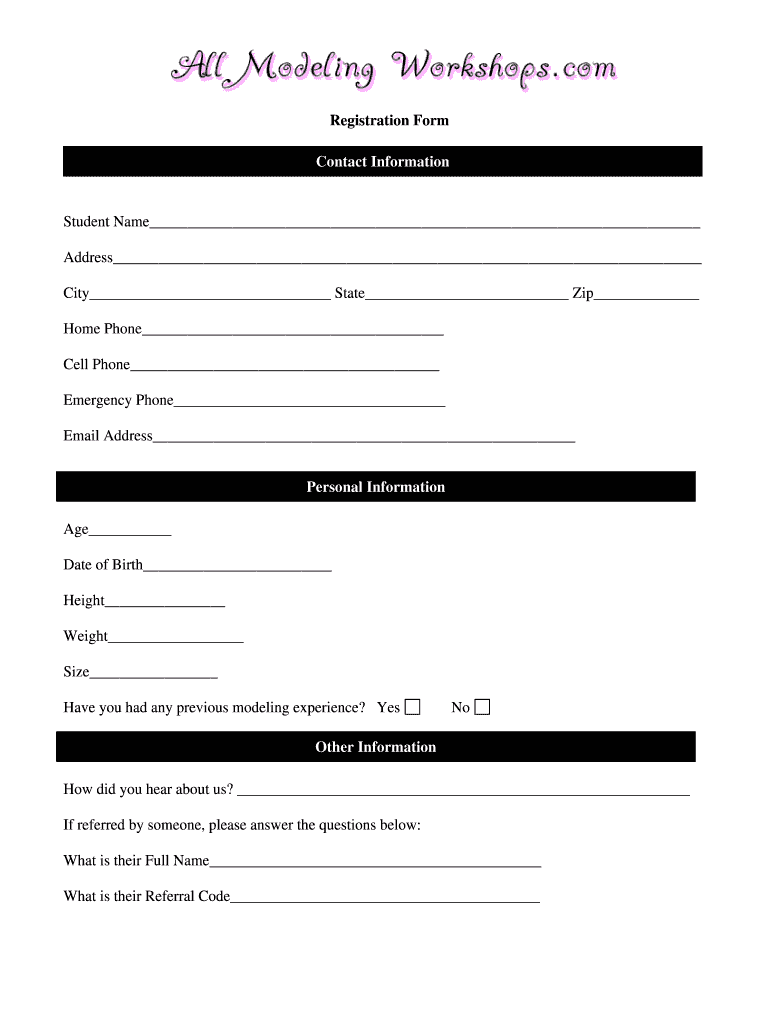 Get and Sign Model Registration Form PDF 
