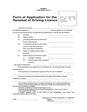 Driving Licence Application Form PDF