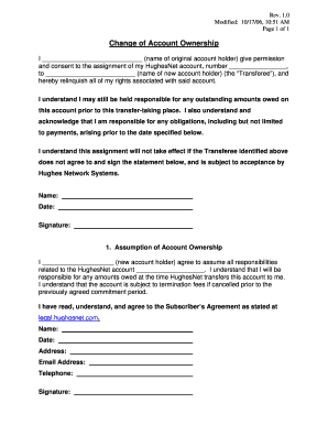 Change of Account Ownership HughesNet KB  Form