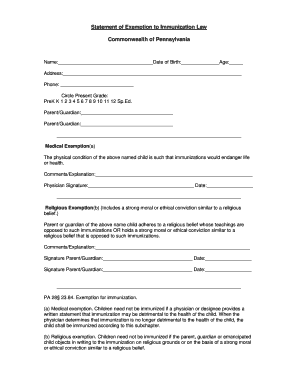  MoralMedical Immunization Exemption Form 2013