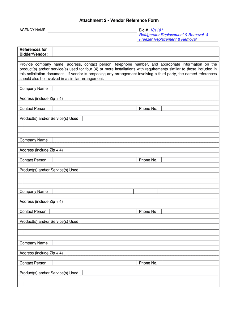 Vendor Reference Form